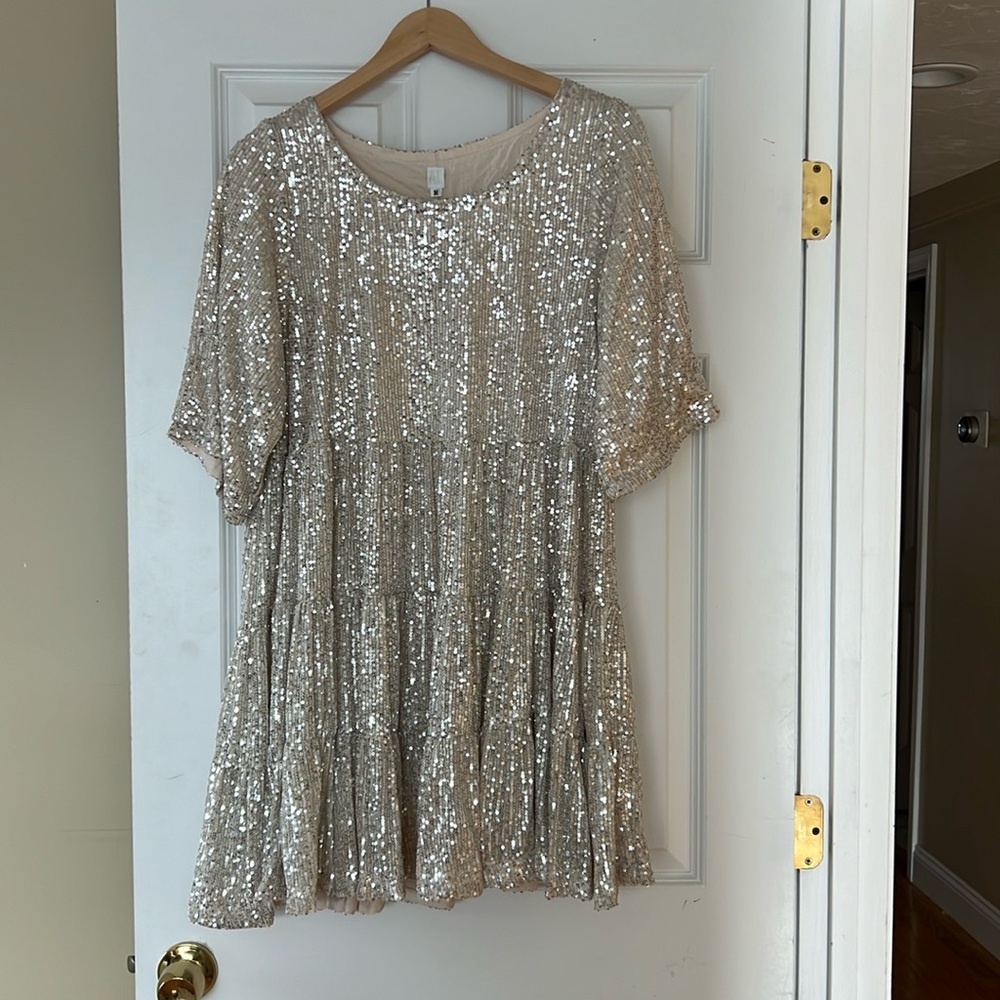 Sequin, flowy mini dress